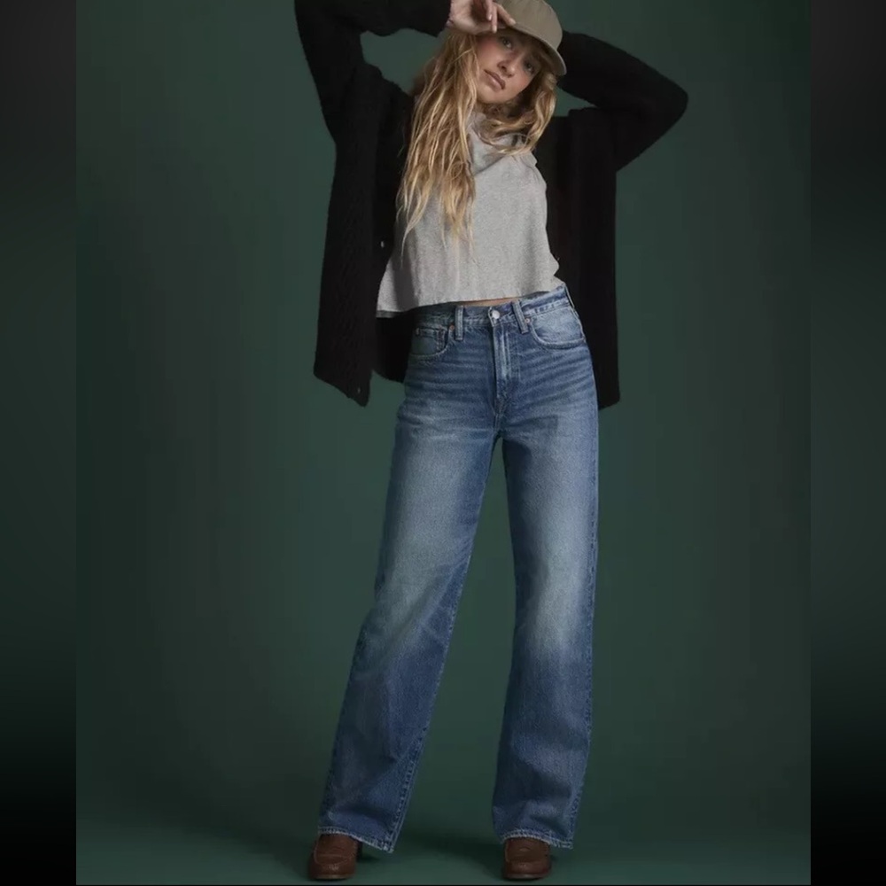 AE77 Premium Stovepipe Relaxed Wide Leg Jean